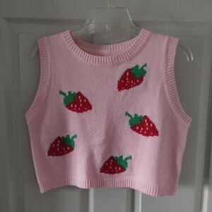 Shein Strawberry Pattern Sweater Vest Size M